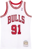 Mitchell & Ness x NBA Bulls 97-98 Rodman #91 Retro Basketball Jersey White Unisex SMJYAC18079-CBUWHIT97DRD Mitchell & Ness x NBA Bulls 97-98 Rodman #91 Retro Basketball Jersey White Unisex SMJYAC18079-CBUWHIT97DRD