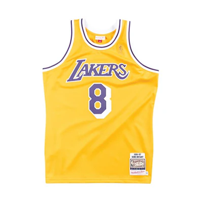 Mitchell & Ness NBA Lakers Kobe #8 96-97 Retro Basketball Jersey Yellow Men AJY4GS18091-LALLTGD96KBR