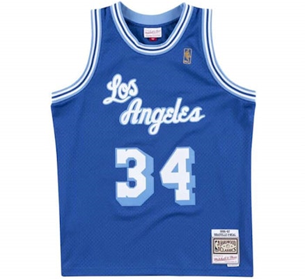 Mitchell & Ness x NBA Lakers Shaquille O'Neal #34 1996-97 Retro Blue Jersey SMJYAC18013-LALROYA96SON Buy Mitchell & Ness x NBA Lakers Shaquille O'Neal #34 1996-97 Retro Blue Jersey SMJYAC18013-LALROYA96SON