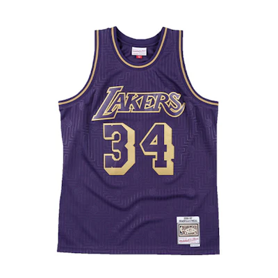 Mitchell & Ness NBA Retro Basketball Jersey Shaquille O'Neal #34 Violet Men SMJYBW19065-LALPURP97SON