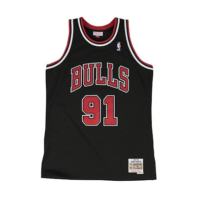 Mitchell & Ness NBA Retro Jersey Fan 1997-98 Chicago Bulls Rodman 91 Black SMJYGS18152-CBUBLCK97DRD
