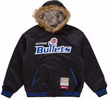 Mitchell & Ness x Supreme Teams Hooded Satin Varsity Jacket Black Mitchell & Ness x Supreme Teams Hooded Satin Varsity Jacket Black