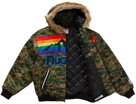 Mitchell & Ness x Supreme 联名数码迷彩团队连帽缎面棒球夹克 Order Mitchell & Ness x Supreme 联名数码迷彩团队连帽缎面棒球夹克