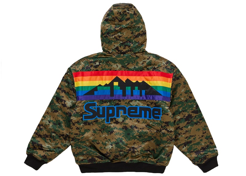 Lookbook Mitchell & Ness x Supreme 联名数码迷彩团队连帽缎面棒球夹克