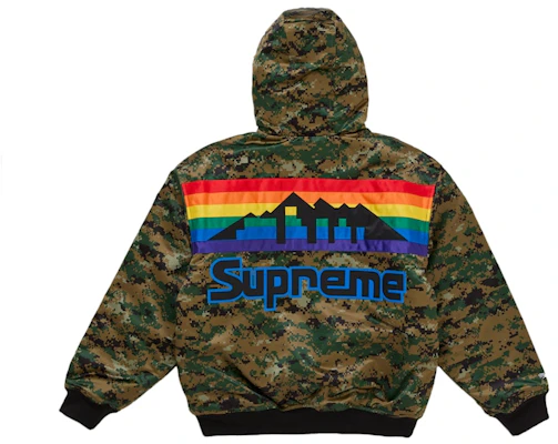 Mitchell & Ness x Supreme 联名数码迷彩团队连帽缎面棒球夹克 Lookbook Mitchell & Ness x Supreme 联名数码迷彩团队连帽缎面棒球夹克