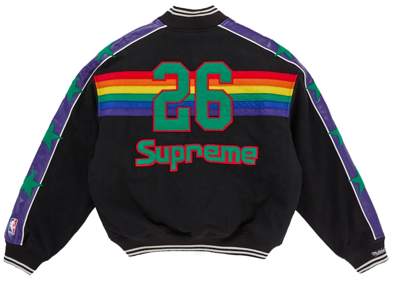 Order Mitchell & Ness x Supreme 团队黑色棒球外套