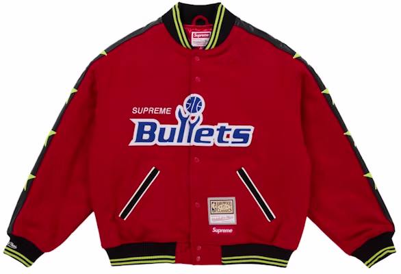 Mitchell & Ness x Supreme 联名红色Teams棒球夹克 Buy Mitchell & Ness x Supreme 联名红色Teams棒球夹克