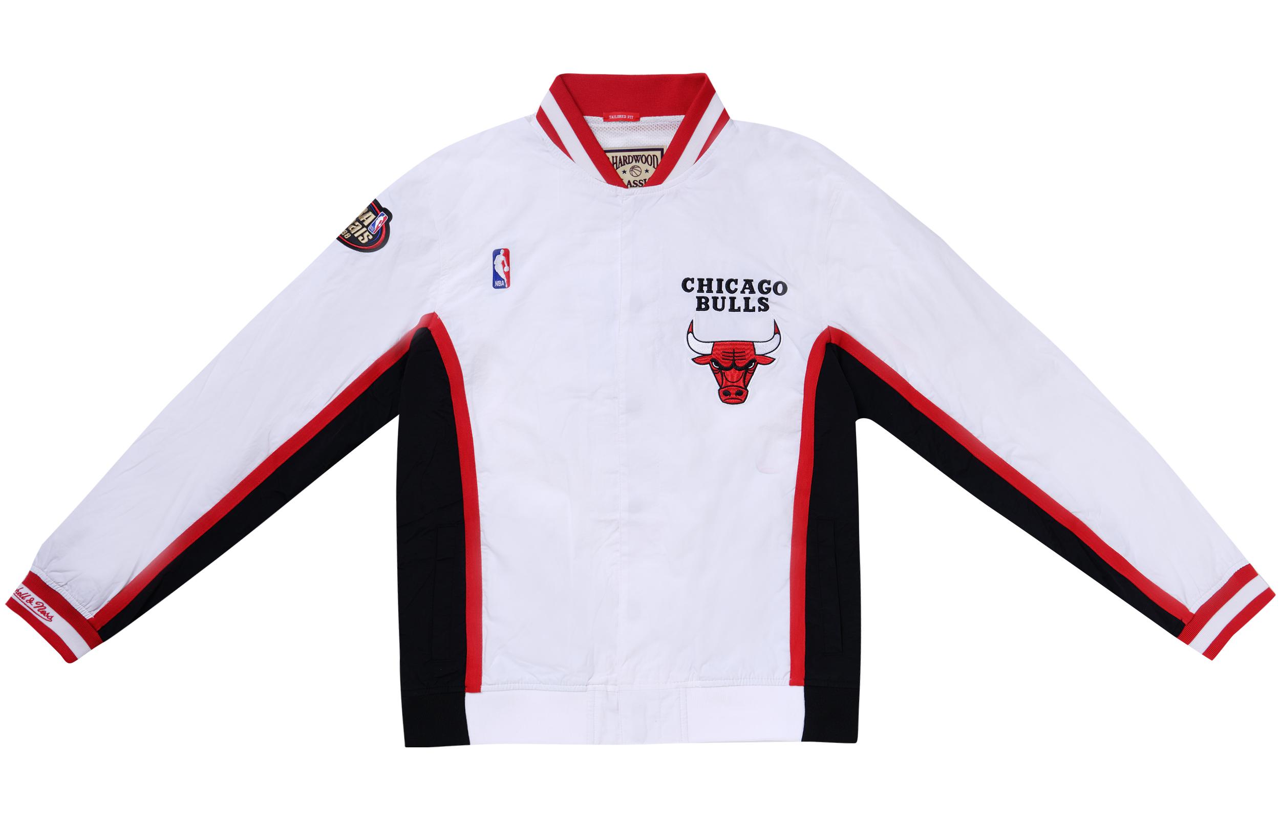 Mitchell Ness 98-99 Chicago Bulls Retro Jacket White Unisex Baseball Style AWJK4953-CBU98PPPWHIT