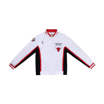 Mitchell Ness 98-99 Chicago Bulls Retro Jacket White Unisex Baseball Style AWJK4953-CBU98PPPWHIT