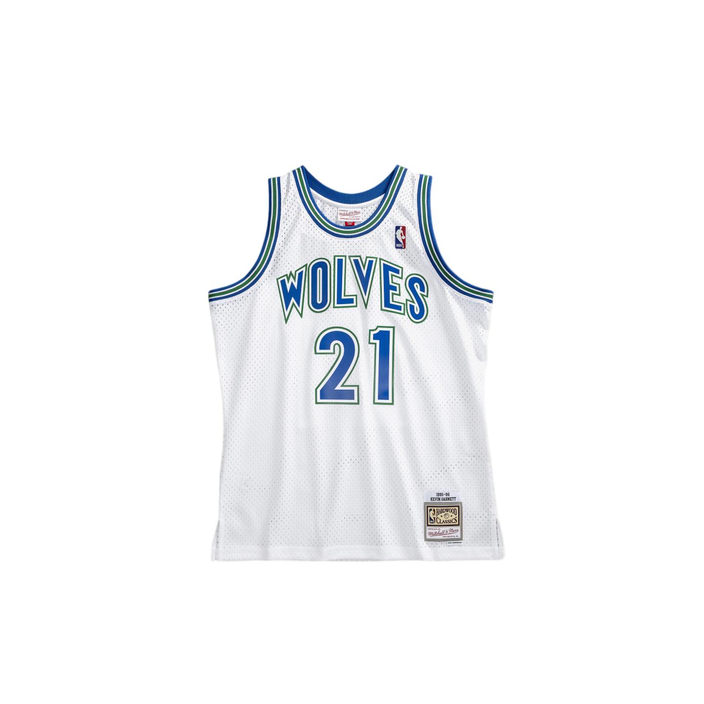 Mitchell Ness × NBA 95-96 Timberwolves Kevin Garnett #21 Swingman Jersey White. SMJYSB19032-MTIWHIT95KGA