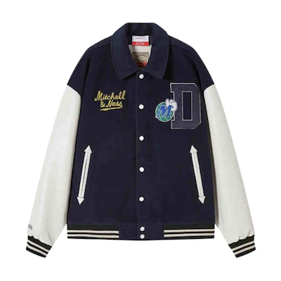 Mitchell Ness × NBA Dallas Mavericks CNY Embroidered Navy Jacket Unisex NBAJK0037DAL402