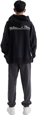 Mitchell Ness 黑色男女款加厚連帽衫 實心字母印花設計 MNRQAWTOHC070-BLK Sizing Mitchell Ness 黑色男女款加厚連帽衫 實心字母印花設計 MNRQAWTOHC070-BLK