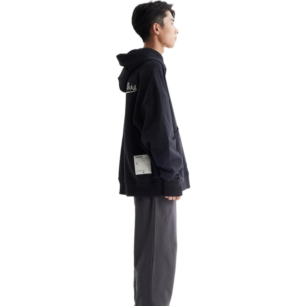 Cheap Mitchell Ness 黑色男女款加厚連帽衫 實心字母印花設計 MNRQAWTOHC070-BLK