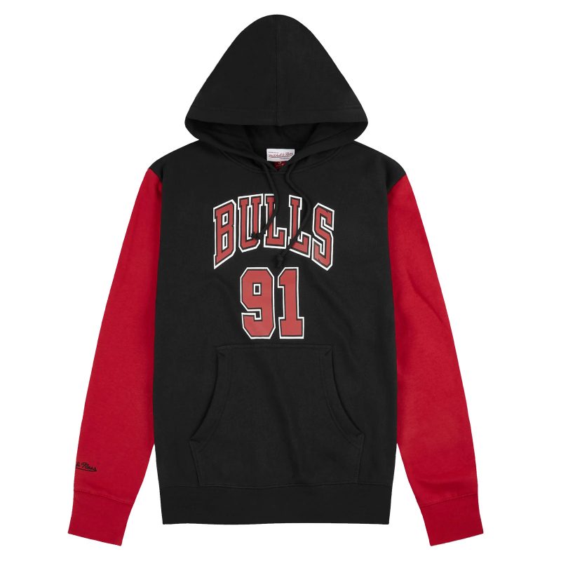 Mitchell Ness Chicago Bulls Dennis Rodman #91 Hoodie Black/Red Unisex FNNP3417-CBU96DRDBKRD