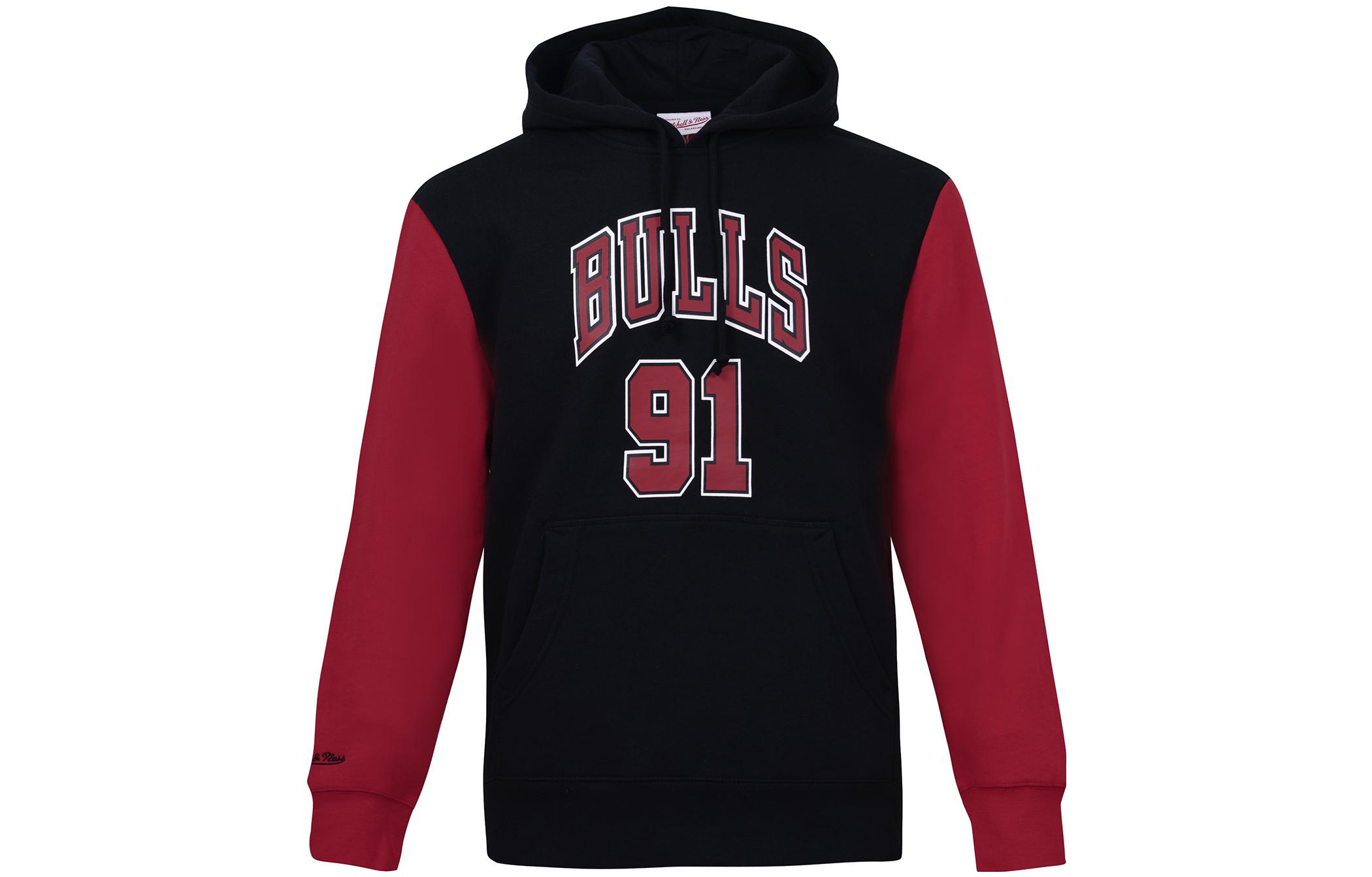 Order Mitchell Ness 芝加哥公牛 Dennis Rodman #91 黑紅男女連帽上衣 FNNP3417-CBU96DRDBKRD