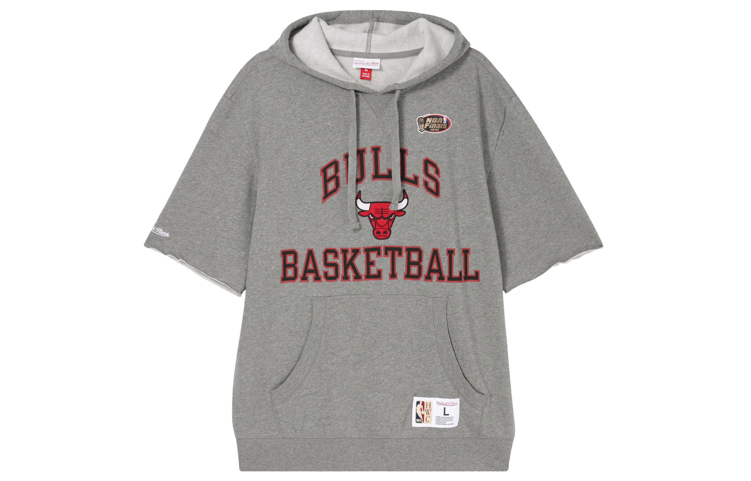 Mitchell Ness Chicago Bulls Printed Hoodie Grey FPHD3398-CBUYYPPPGYHT