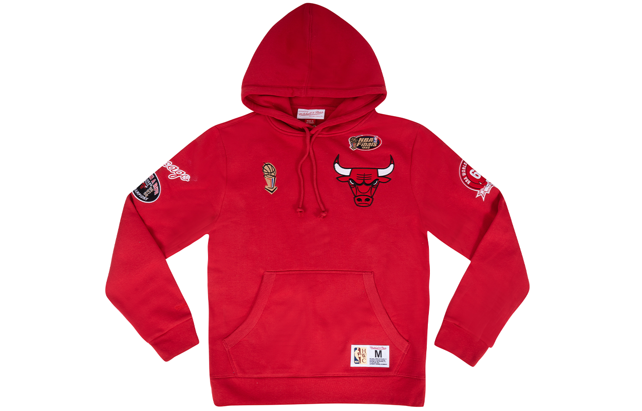 Order Mitchell & Ness 芝加哥公牛 復古冠軍紅色連帽衫 男女同款 刺繡標誌 FPHD3236-CBUYYPPPSCAR