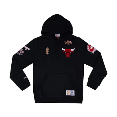 Mitchell Ness Chicago Bulls Retro City Champ Hoodie Black Unisex Heavyweight FPHD3236-CBUYYPPPBLCK