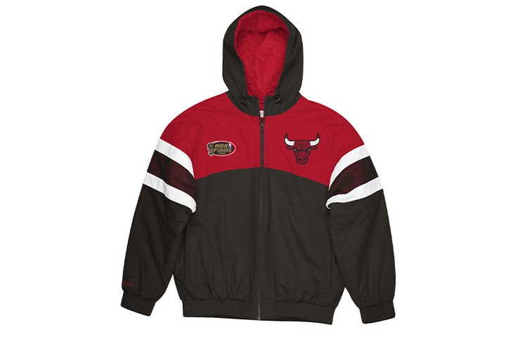 Mitchell Ness Chicago Bulls Retro Colorblock Hooded Mesh Jacket Black Unisex FLZPMI19023-CBUBLCK