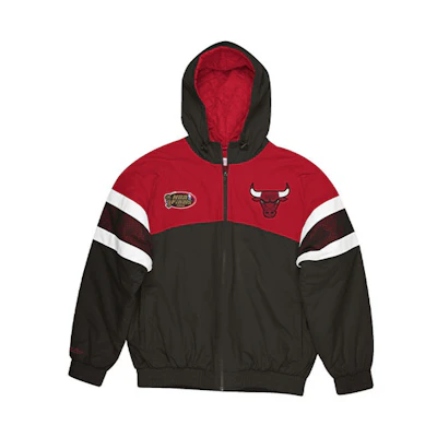 Mitchell Ness Chicago Bulls Retro Colorblock Hooded Mesh Jacket Black Unisex FLZPMI19023-CBUBLCK