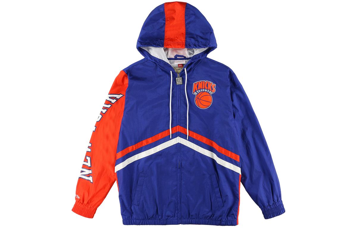 Mitchell Ness Color-Block Logo Print Zip Hoodie Jacket Blue OJZP3409-NYKROYA