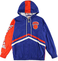 Mitchell Ness Color-Block Logo Print Zip Hoodie Jacket Blue OJZP3409-NYKROYA Mitchell Ness Color-Block Logo Print Zip Hoodie Jacket Blue OJZP3409-NYKROYA