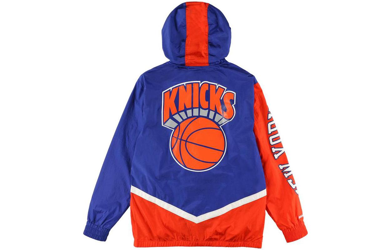 Lookbook Mitchell Ness Color-Block Logo Print Zip Hoodie Jacket Blue OJZP3409-NYKROYA