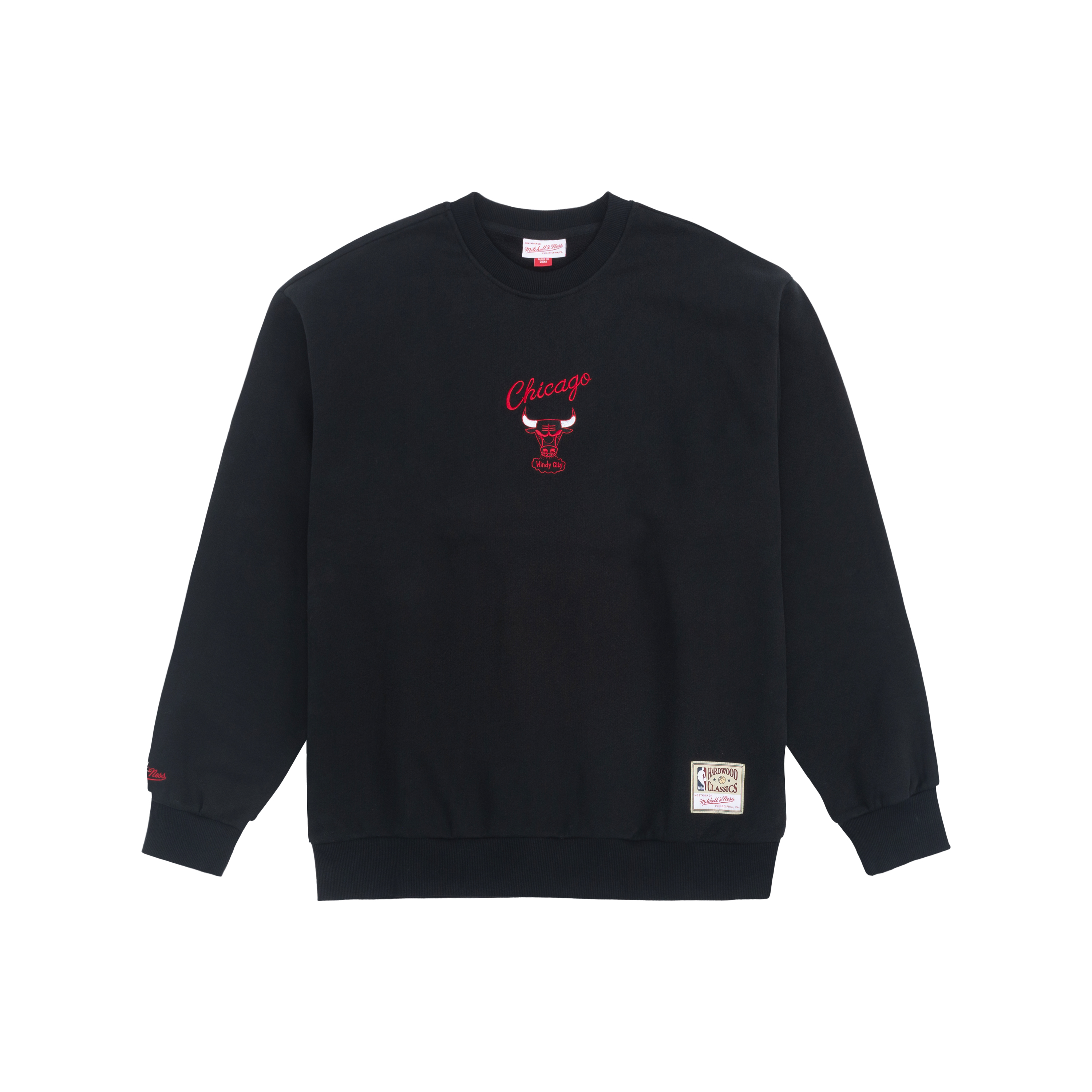 Mitchell Ness FW23 Chicago Bulls Oversized Crewneck Sweatshirt Unisex Black MNJYFWHD23092007 圖 2