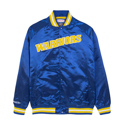 Mitchell Ness Golden State Warriors Retro Lightweight Satin Jacket Blue STJKMG18013-GSWROYA1