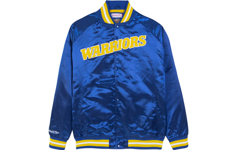 Order Mitchell & Ness 金州勇士復古輕量緞面外套 藍色 STJKMG18013-GSWROYA1