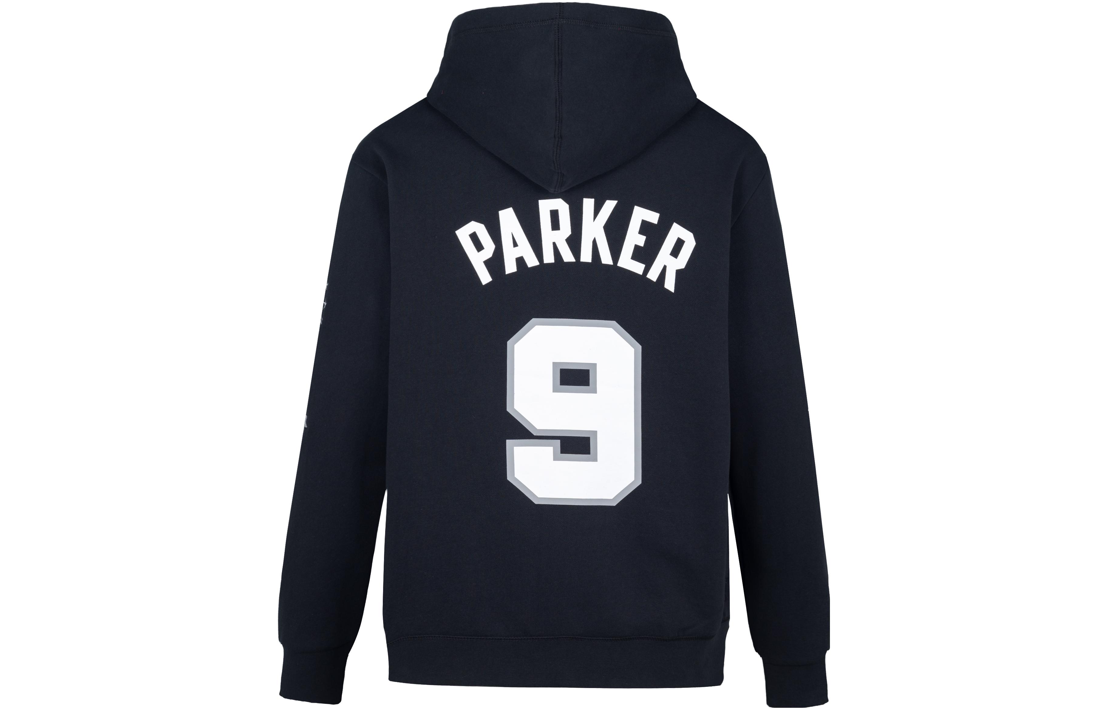 Lookbook Mitchell Ness 名人堂馬刺 Tony Parker 連帽衫 黑色 中性款 FPHD6861-SASYYTPABLCK