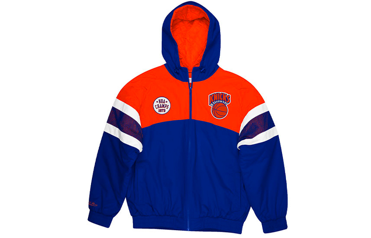 Mitchell Ness Knicks Retro Colorblock Hoodie Jacket Navy Unisex FLZPMI19023-NYKROYA