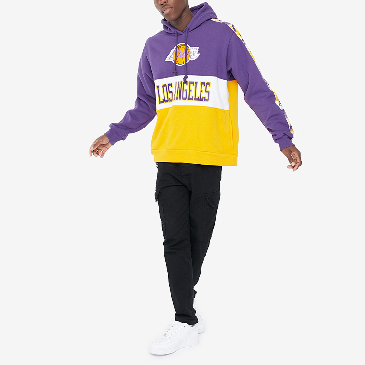 Mitchell Ness Lakers Fleece Retro Pullover Hoodie Winter Unisex Purple FPHDDF18024-LALPURP 圖 4