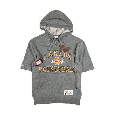 Mitchell Ness Lakers Graphic Hoodie Short Sleeve Grey FPHD3398-LALYYPPPGYHT