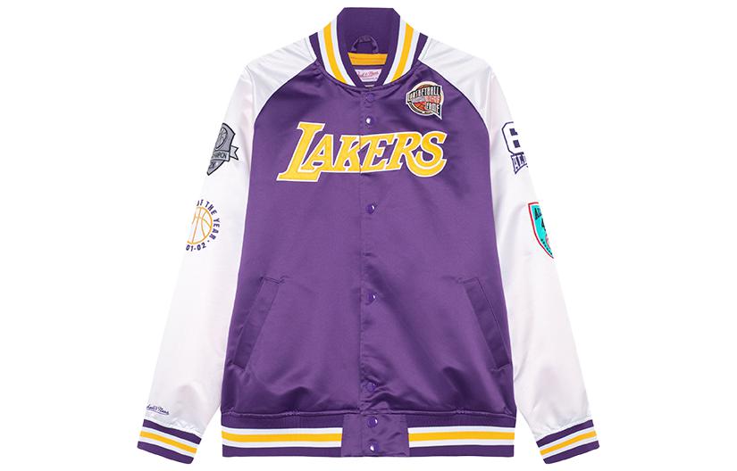 Mitchell Ness Lakers Hall of Fame Satin Button-Up Jacket Purple Unisex OJBF6860-LALYYPGAPRWH 圖 2