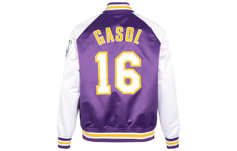 Mitchell Ness Lakers Hall of Fame Satin Button-Up Jacket Purple Unisex OJBF6860-LALYYPGAPRWH 圖 3