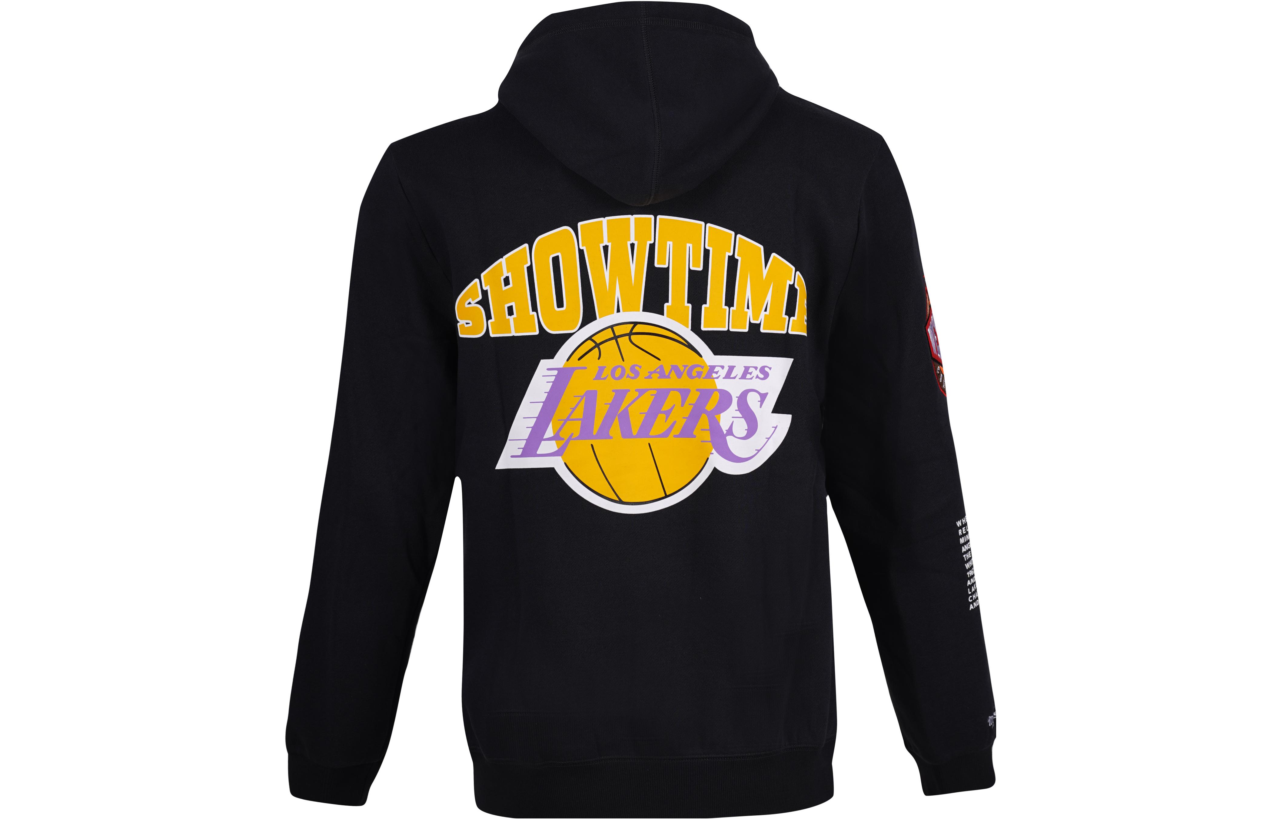 Lookbook Mitchell Ness Lakers Logo Print Black Pullover Hoodie Unisex FPHD4849-LALYYPPPBLCK
