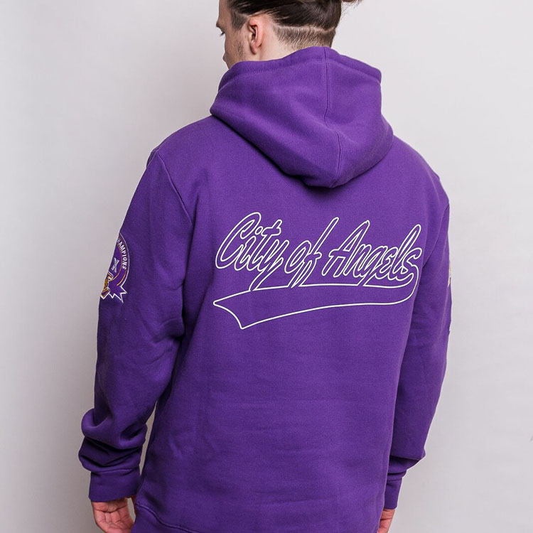 Purchase Mitchell Ness Lakers Retro City Champion Hoodie Purple Unisex Streetwear FPHD3236-LALYYPPPPURP
