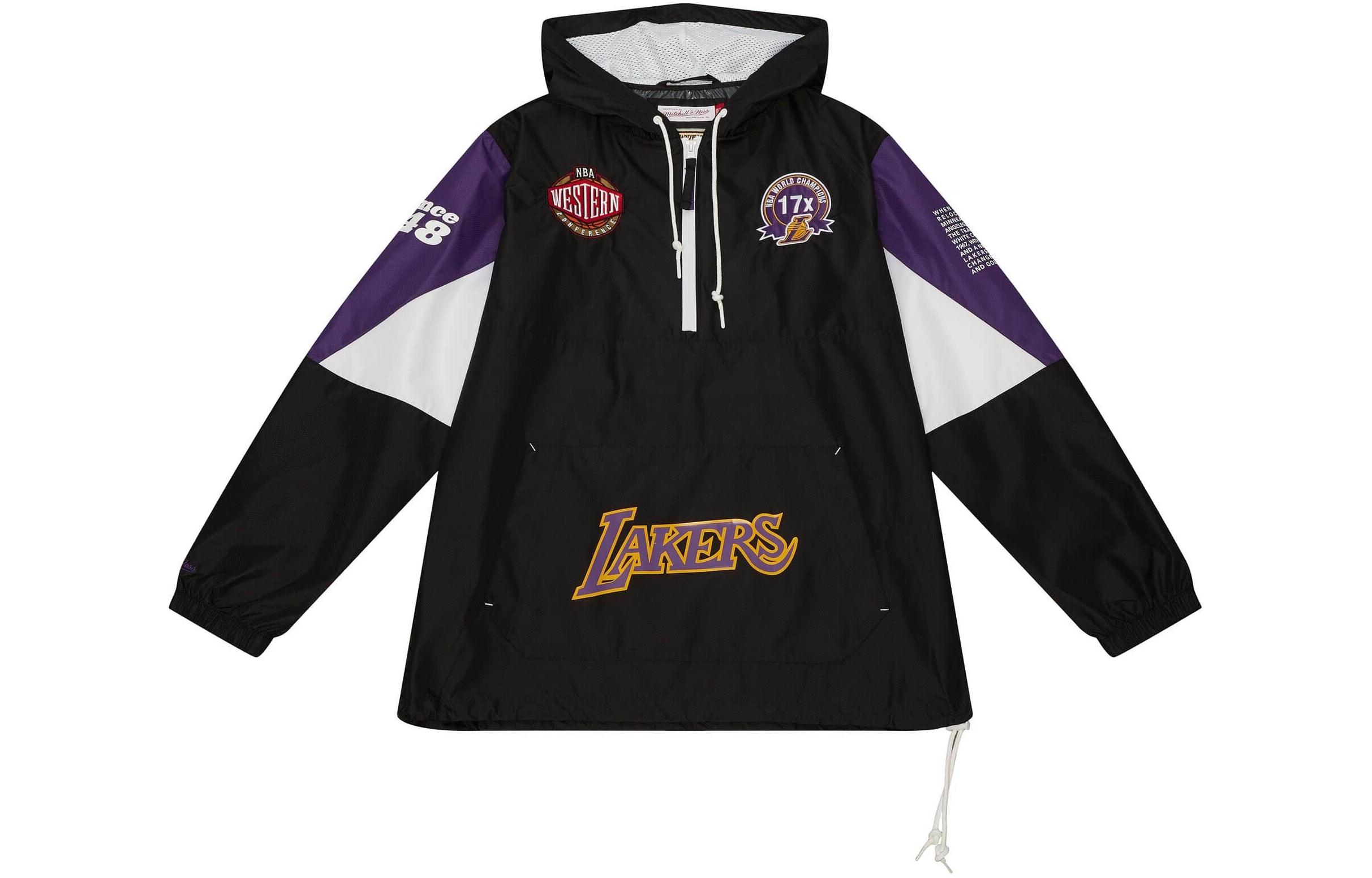 Mitchell Ness Los Angeles Lakers Logo Hoodie Jacket Unisex Black OJPO5033-LALYYPPPBLCK
