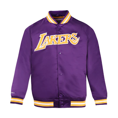 Mitchell Ness Los Angeles Lakers Retro Long Sleeve Jacket Purple Mens Winter Wear STJKMG18013-LALPURP