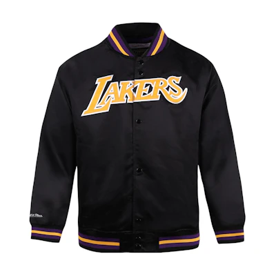 Mitchell Ness Los Angeles Lakers Retro Satin Jacket Black Winter Coat STJKMG18013-LALBLCK1