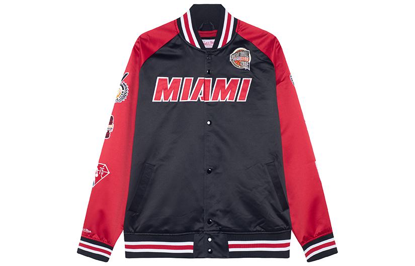 Order Mitchell & Ness 迈阿密熱火名人堂復古緞面棒球外套 紅色 男女款 OJBF6860-MHEYYDWABKRD