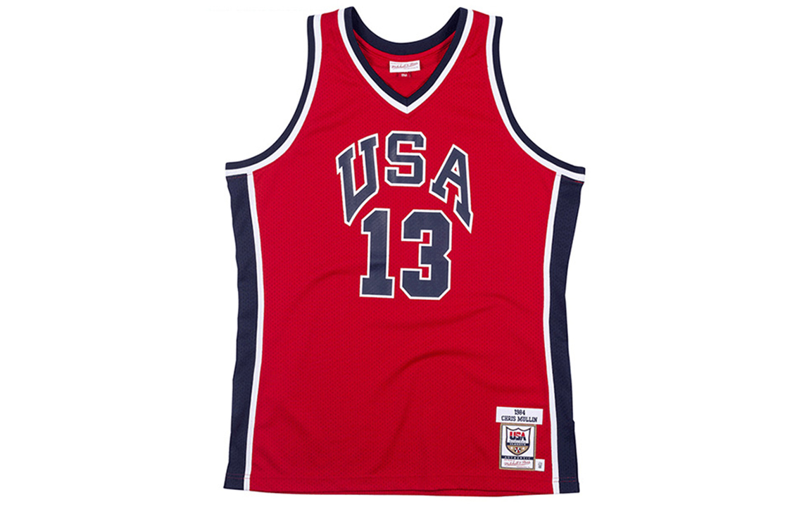 Mitchell Ness Mitchell & Ness 1984 Dream Team Chris Mullin #13 Retro Basketball Jersey Red. AJY4AC19079-USASCAR84CMU