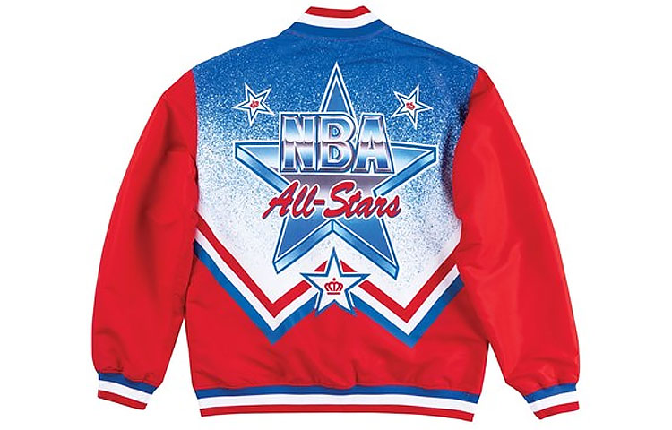 Lookbook Mitchell & Ness Jaket Hangat All-Star Game West 1991 Merah Unisex. AWJKGS18001-ASWSCAR91