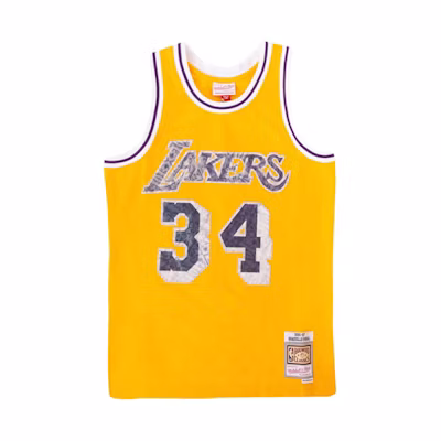 Mitchell Ness Mitchell & Ness 75th Anniversary Lakers Shaquille O'Neal Jersey Yellow 96-97 Season. SMJY1202-LAL96SONLTGD