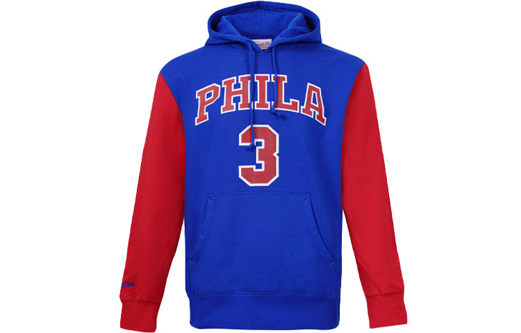 Mitchell Ness Mitchell & Ness 76ers Allen Iverson #3 Retro Hoodie Unisex Black MNHD19-14