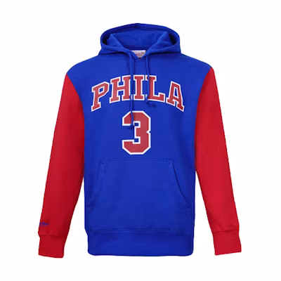 Mitchell Ness Mitchell & Ness 76ers Allen Iverson #3 Retro Hoodie Unisex Black MNHD19-14