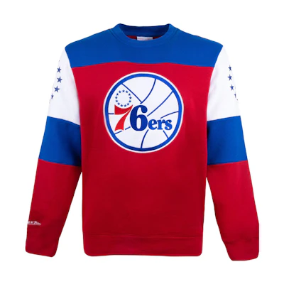 Mitchell Ness Mitchell & Ness 76ers Embroidered Logo Fleece Basketball Jacket - Blue Unisex MN16Z24-PHI