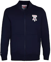 Mitchell Ness Mitchell & Ness 76ers Embroidered Logo Fleece Basketball Jacket - Blue Unisex MN16Z24-PHI Mitchell Ness Mitchell & Ness 76ers Embroidered Logo Fleece Basketball Jacket - Blue Unisex MN16Z24-PHI