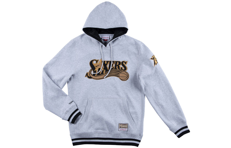 Mitchell Ness Mitchell & Ness 76ers Laser Logo Fleece Pullover Basketball Hoodie Black MN16H18-PHI